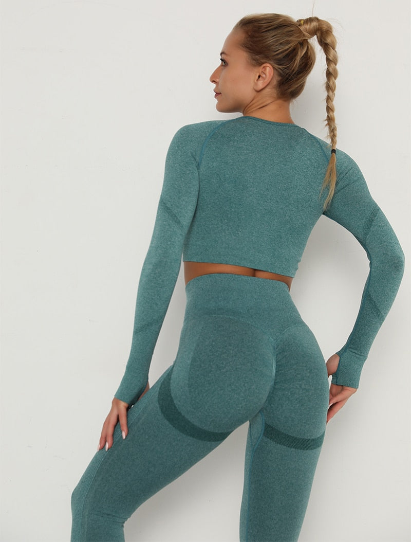 Yoga Crop Tops Yoga Shirts Gym Workout Tops Long Sleeve Fitness Running Sport T-Shirts Athletic Training Wear Women Sportswear | Vimost Shop.