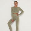 2pcs Yoga Set Women Long Sleeve Shirts Active Tracksuit Sport Suits Workout Clothes Gym Fitness Crop Top + Push Up Leggings | Vimost Shop.