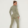 2pcs Yoga Set Women Long Sleeve Shirts Active Tracksuit Sport Suits Workout Clothes Gym Fitness Crop Top + Push Up Leggings | Vimost Shop.