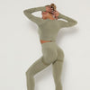 2pcs Yoga Set Women Long Sleeve Shirts Active Tracksuit Sport Suits Workout Clothes Gym Fitness Crop Top + Push Up Leggings | Vimost Shop.