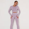 2pcs Yoga Set Women Long Sleeve Shirts Active Tracksuit Sport Suits Workout Clothes Gym Fitness Crop Top + Push Up Leggings | Vimost Shop.