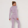 2pcs Yoga Set Women Long Sleeve Shirts Active Tracksuit Sport Suits Workout Clothes Gym Fitness Crop Top + Push Up Leggings | Vimost Shop.