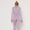 2pcs Yoga Set Women Long Sleeve Shirts Active Tracksuit Sport Suits Workout Clothes Gym Fitness Crop Top + Push Up Leggings | Vimost Shop.