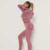 2pcs Yoga Set Women Long Sleeve Shirts Active Tracksuit Sport Suits Workout Clothes Gym Fitness Crop Top + Push Up Leggings | Vimost Shop.
