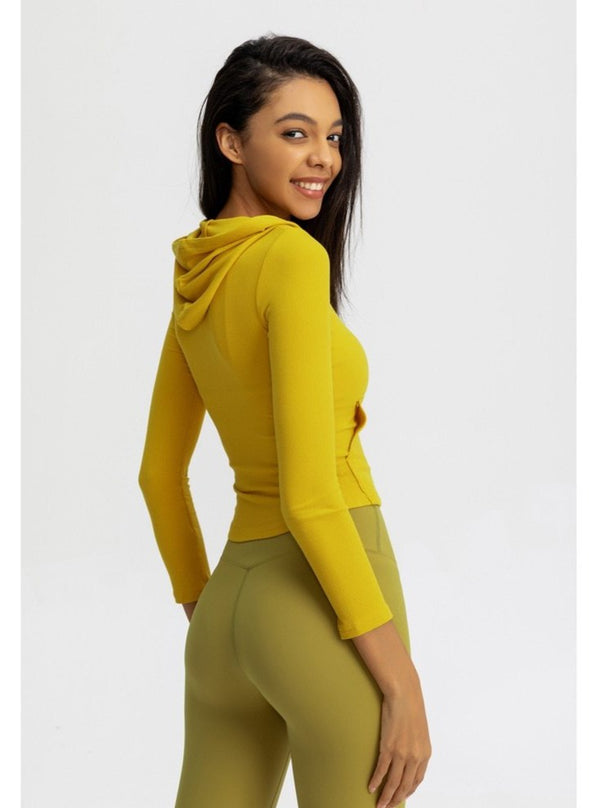Autumn Seamless Solid Yoga Hoodies Long Shirt Jacket Long Sleeve Zipper Sportswear Hooded Top Gym Fitness Workout Sports Tees | Vimost Shop.