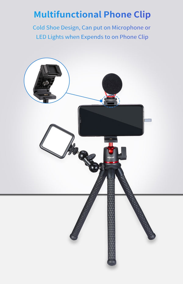 MT-11Flexible Octopus Tripod Smartphone DSLR SLR Vlog Tripod Travel Portable 2 in 1 Tripod Extend 1/4 Screw for Magic Arm | Vimost Shop.