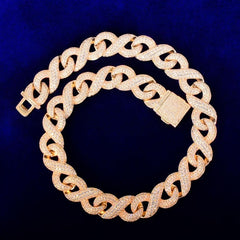 Solid 15mm Men's Hip Hop Cuban Chain Link Cubic Zirconia Gold Color Necklace Choker Fashion Rock Jewelry