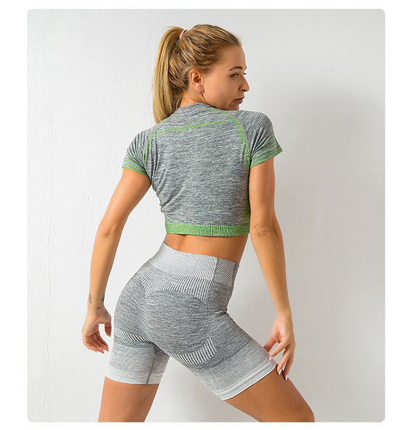 Striped Seamless Yoga Tank Crop Top Shockproof Quick Dry Sports Bra Vest Fashion Workout Push Up Running Tees High Elasticsity | Vimost Shop.
