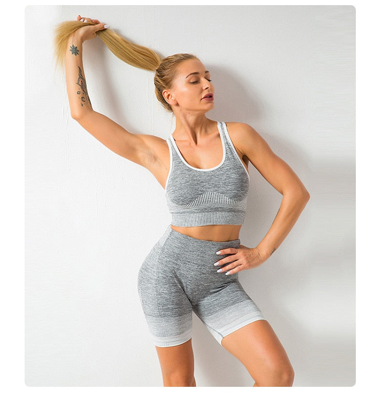 Striped Seamless Yoga Tank Crop Top Shockproof Quick Dry Sports Bra Vest Fashion Workout Push Up Running Tees High Elasticsity | Vimost Shop.