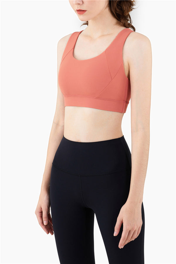 Seamless Sports Vest Top Push Up High Impact Yoga Crop Top Sports Gym Workout Cross Thin Shoulder Beauty Back Tank Solid Top | Vimost Shop.