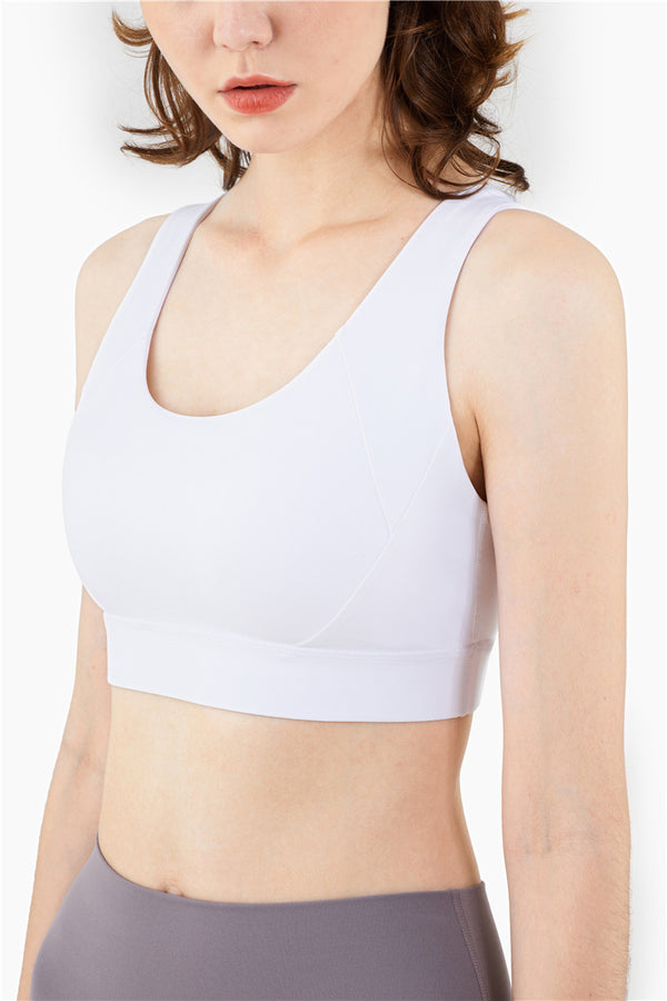 Seamless Sports Vest Top Push Up High Impact Yoga Crop Top Sports Gym Workout Cross Thin Shoulder Beauty Back Tank Solid Top | Vimost Shop.