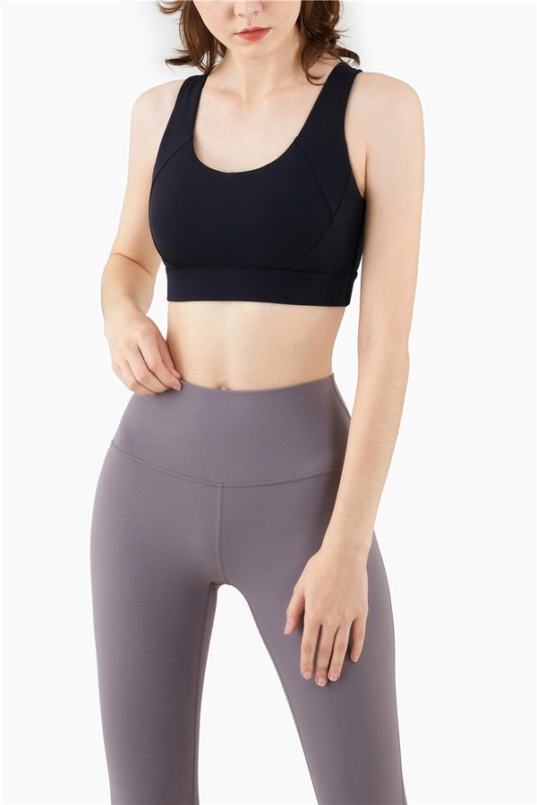 Seamless Sports Vest Top Push Up High Impact Yoga Crop Top Sports Gym Workout Cross Thin Shoulder Beauty Back Tank Solid Top | Vimost Shop.