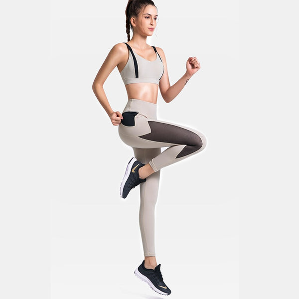 Patchwork Yoga Suit Gym Fitness Two Piece Set Bra Crop Top Leggings Tracksuit Fashion Running Sports Push Up Casual Set | Vimost Shop.