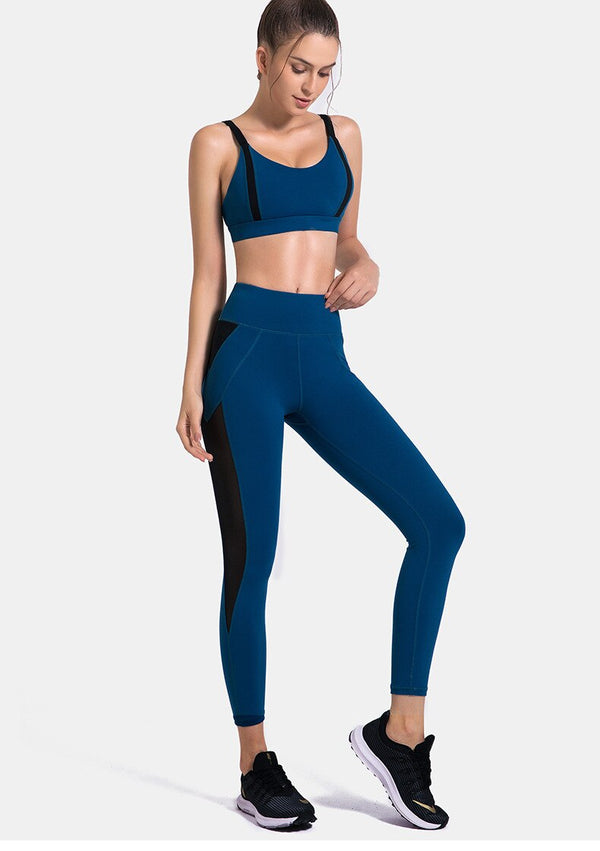 Patchwork Yoga Suit Gym Fitness Two Piece Set Bra Crop Top Leggings Tracksuit Fashion Running Sports Push Up Casual Set | Vimost Shop.