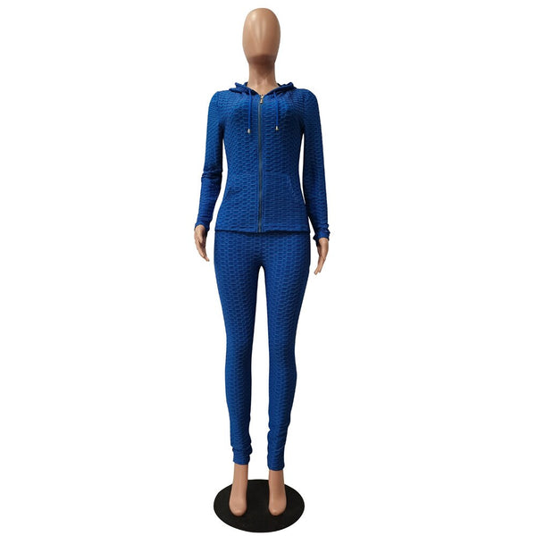 Sportswear Jacquard Hooded Set Gym Fitness Tracksuit Long Sleeve Zipper Hoodies Pencil Leggings Running Traning Outdoor Suit | Vimost Shop.