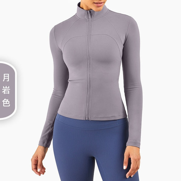 Autumn Seamless Solid Yoga Long Shirt Jacket Long Sleeve Zipper Sportswear Top Women Workout Slim Shirt Casual Gym Fitness Tees | Vimost Shop.