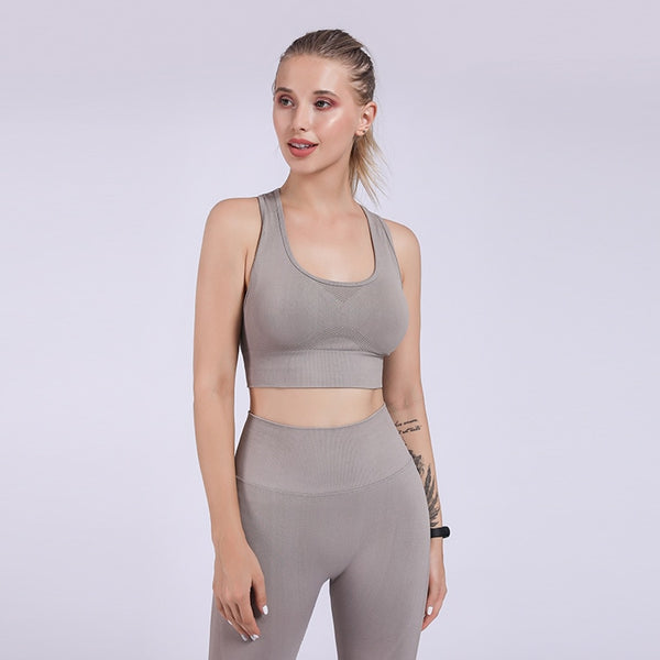 Seamless Sportswear Yoga Set Women Gym Tracksuit Tank Crop Top Hips Lifting Leggings Running Traning Workout Sports 2 Piece Set | Vimost Shop.