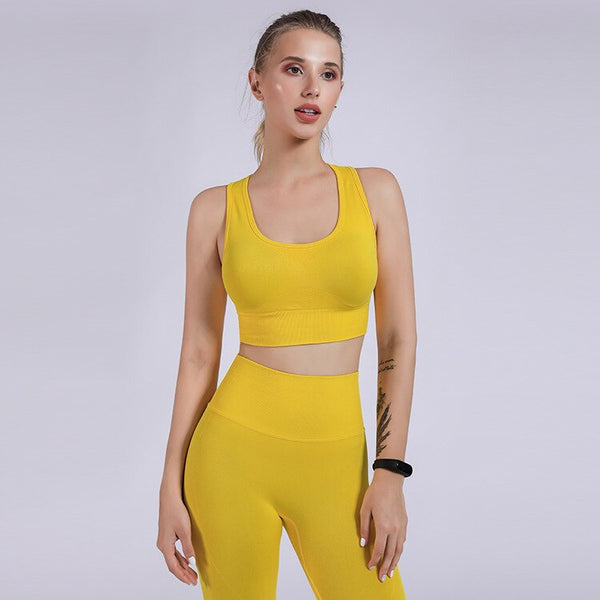 Seamless Sportswear Yoga Set Women Gym Tracksuit Tank Crop Top Hips Lifting Leggings Running Traning Workout Sports 2 Piece Set | Vimost Shop.