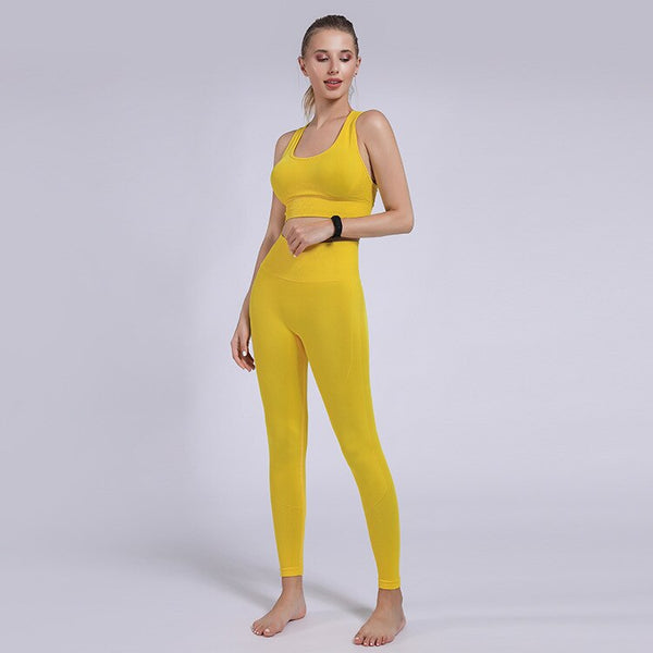 Seamless Sportswear Yoga Set Women Gym Tracksuit Tank Crop Top Hips Lifting Leggings Running Traning Workout Sports 2 Piece Set | Vimost Shop.