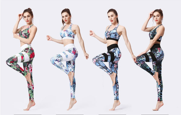 Seamless Print Yoga Set Gym Clothing Tank Crop Top Leggings Suit Push Up Workout Training Jogging Casual High Elastic Tracksuit | Vimost Shop.