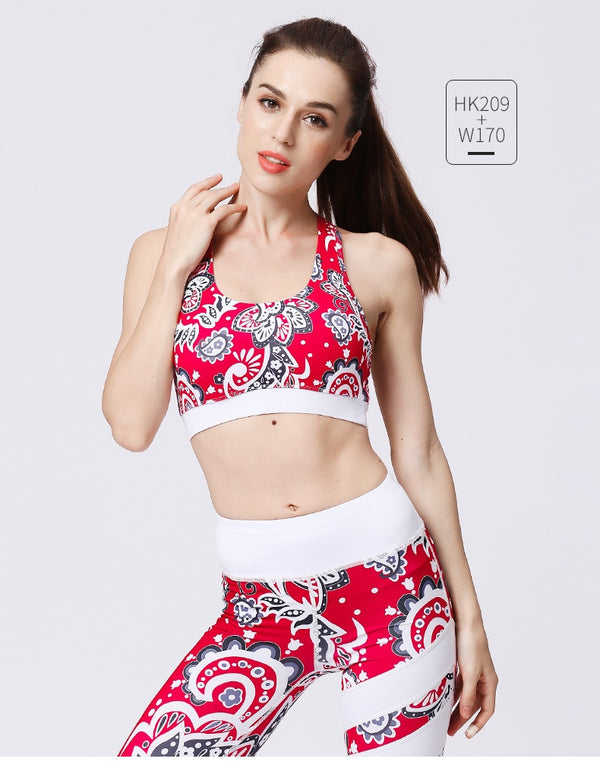 Seamless Print Yoga Set Gym Clothing Tank Crop Top Leggings Suit Push Up Workout Training Jogging Casual High Elastic Tracksuit | Vimost Shop.