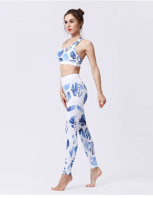 Seamless Print Yoga Set Gym Clothing Tank Crop Top Leggings Suit Push Up Workout Training Jogging Casual High Elastic Tracksuit | Vimost Shop.