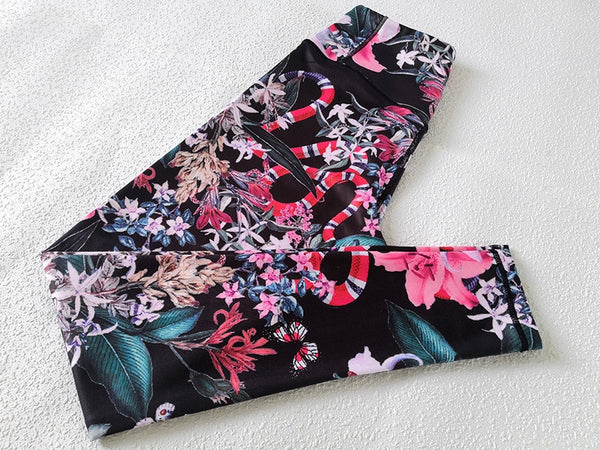 Seamless Floral Print Gym Yoga Set Fashion Fitness Vest Crop Top Leggings Suit Push Up Workout Training Running Slim Clothing | Vimost Shop.