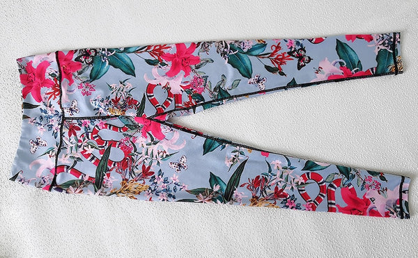 Seamless Floral Print Gym Yoga Set Fashion Fitness Vest Crop Top Leggings Suit Push Up Workout Training Running Slim Clothing | Vimost Shop.