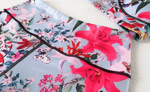 Seamless Floral Print Gym Yoga Set Fashion Fitness Vest Crop Top Leggings Suit Push Up Workout Training Running Slim Clothing | Vimost Shop.