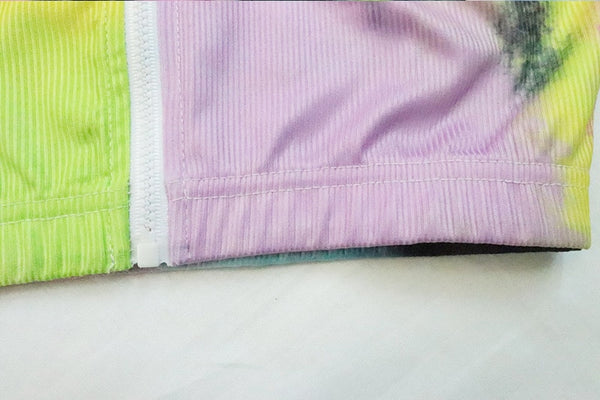 Tie Dye Print Seamless Yoga Gym Ribbed Suit Fashion Long Sleeve Zipper Crop Top Leggings Two Piece Set Fitness Sports Clothing | Vimost Shop.