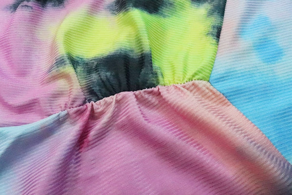 Tie Dye Print Seamless Yoga Gym Ribbed Suit Fashion Long Sleeve Zipper Crop Top Leggings Two Piece Set Fitness Sports Clothing | Vimost Shop.