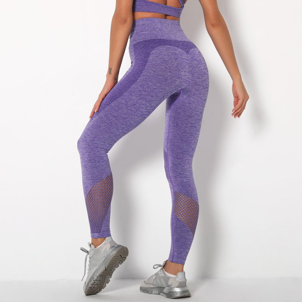 Autumn Seamless Hollow Out Yoga Leggings Work Out Fitness Gym Yoga Pantalones High Elastics High Waist Sports Slim Trousers | Vimost Shop.