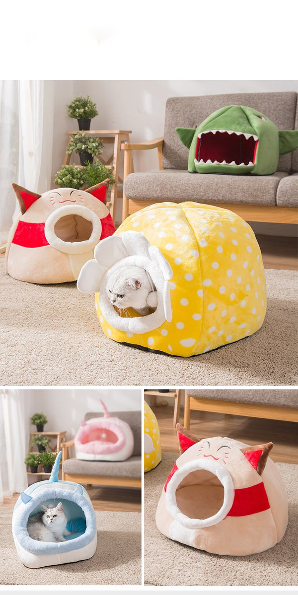 Pet Dog Cat Bed Cute Unicorn Shape Kennel Winter Warm Sofa Detachable Kitten House Waterproof Puppy Cushion Pet Sleeping Product | Vimost Shop.