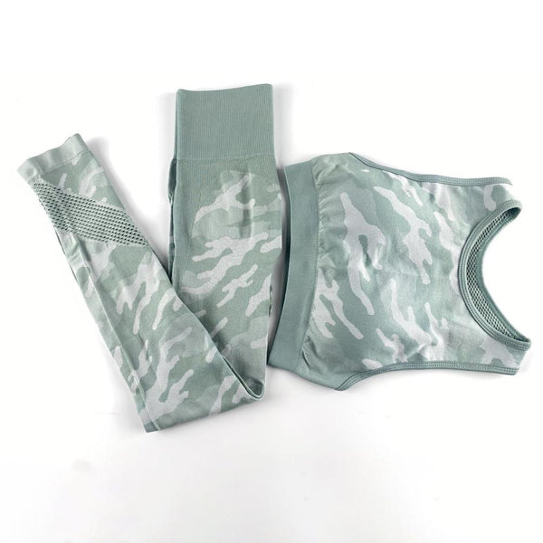 2PCS Camo Yoga Set Sports Wear For Women Gym Fitness Clothing Booty Yoga Leggings + Sport Bra GYM Sport Suit Femme 2020 New | Vimost Shop.