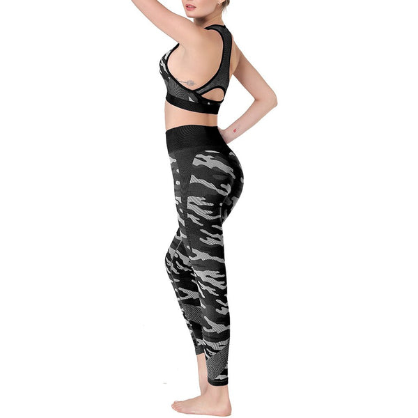 2PCS Camo Yoga Set Sports Wear For Women Gym Fitness Clothing Booty Yoga Leggings + Sport Bra GYM Sport Suit Femme 2020 New | Vimost Shop.