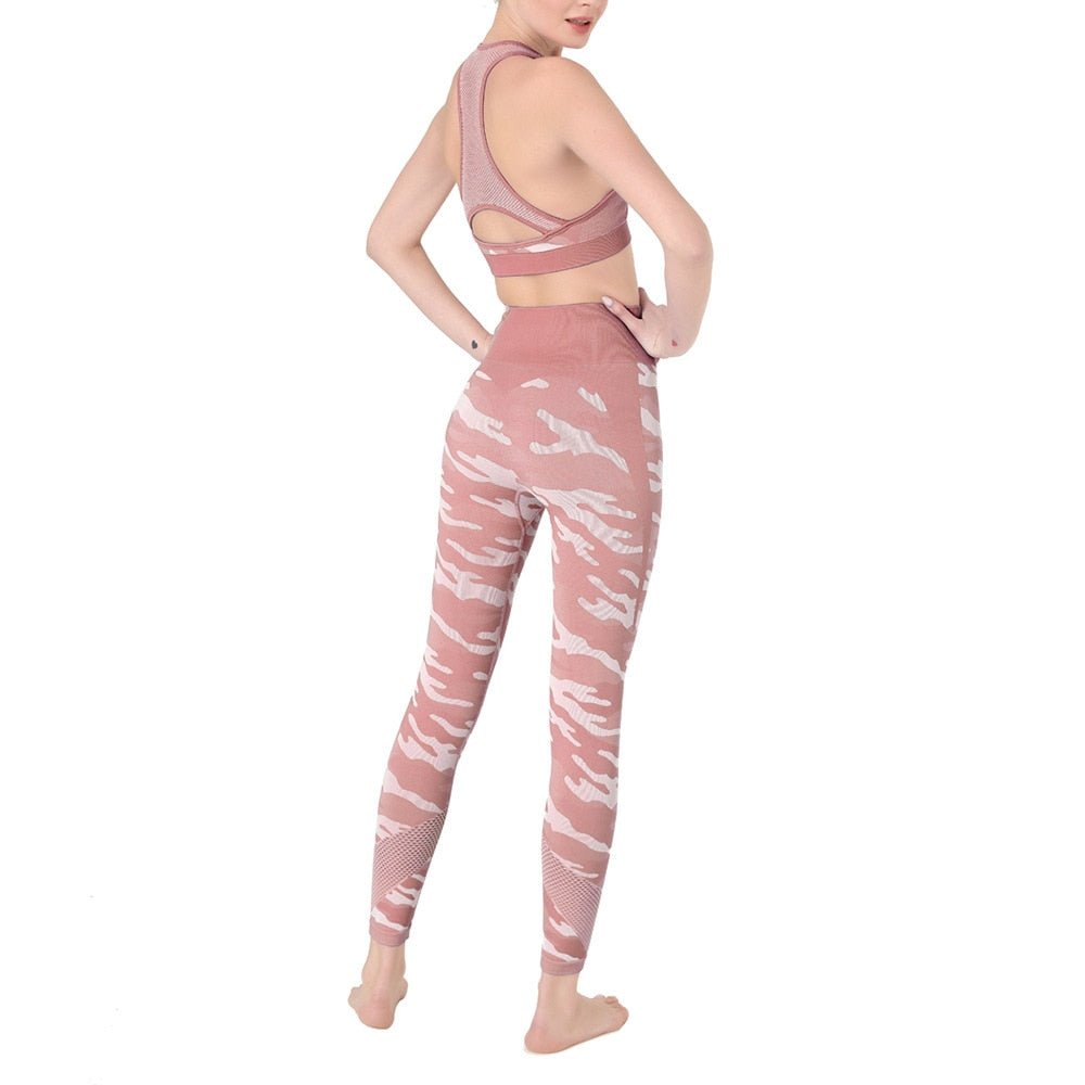 2PCS Camo Yoga Set Sports Wear For Women Gym Fitness Clothing Booty Yoga Leggings + Sport Bra GYM Sport Suit Femme 2020 New | Vimost Shop.