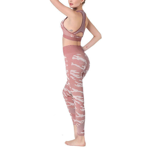 2PCS Camo Yoga Set Sports Wear For Women Gym Fitness Clothing Booty Yoga Leggings + Sport Bra GYM Sport Suit Femme 2020 New | Vimost Shop.