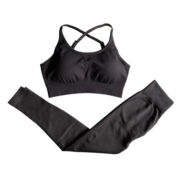 Sportswear Seamless Yoga 3 PCS Set Women Gym Clothes Bra+ Long Sleeve Crop Top High Elastics  Pantalones Fitness Tracksuit | Vimost Shop.