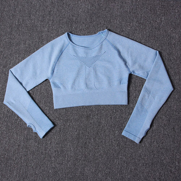 Sportswear Seamless Yoga 3 PCS Set Women Gym Clothes Bra+ Long Sleeve Crop Top High Elastics  Pantalones Fitness Tracksuit | Vimost Shop.