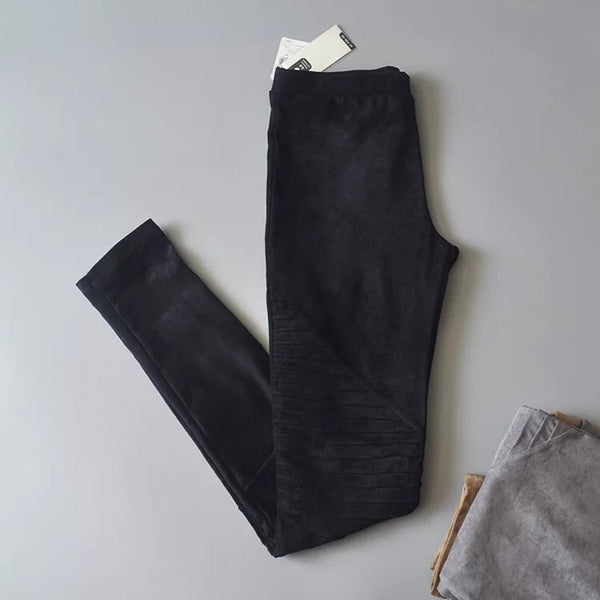 Autumn Suede Leggings Solid High Elastics Bodycon Pencil Pants Fashion Casual Medium Waist Trousers | Vimost Shop.