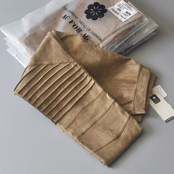 Autumn Suede Leggings Solid High Elastics Bodycon Pencil Pants Fashion Casual Medium Waist Trousers | Vimost Shop.
