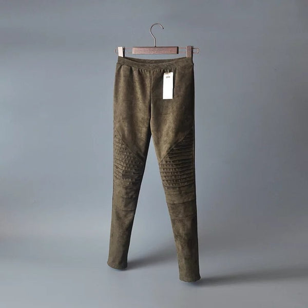 Autumn Suede Leggings Solid High Elastics Bodycon Pencil Pants Fashion Casual Medium Waist Trousers | Vimost Shop.