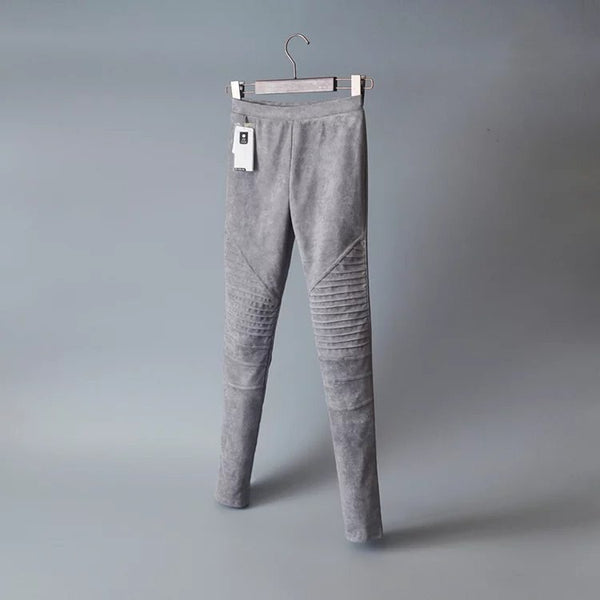 Autumn Suede Leggings Solid High Elastics Bodycon Pencil Pants Fashion Casual Medium Waist Trousers | Vimost Shop.