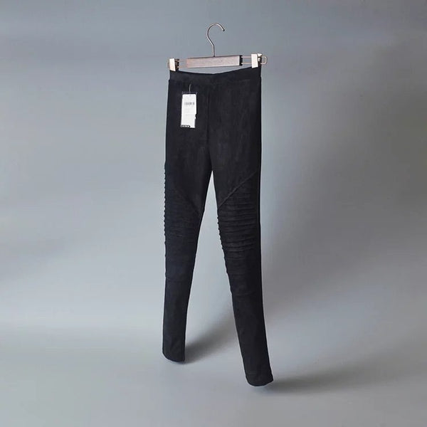 Autumn Suede Leggings Solid High Elastics Bodycon Pencil Pants Fashion Casual Medium Waist Trousers | Vimost Shop.