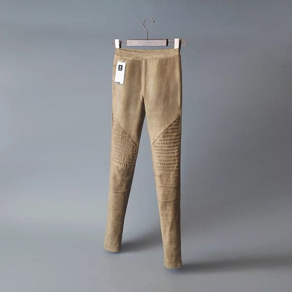 Autumn Suede Leggings Solid High Elastics Bodycon Pencil Pants Fashion Casual Medium Waist Trousers | Vimost Shop.