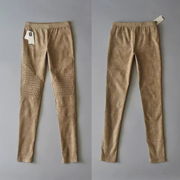 Autumn Suede Leggings Solid High Elastics Bodycon Pencil Pants Fashion Casual Medium Waist Trousers | Vimost Shop.