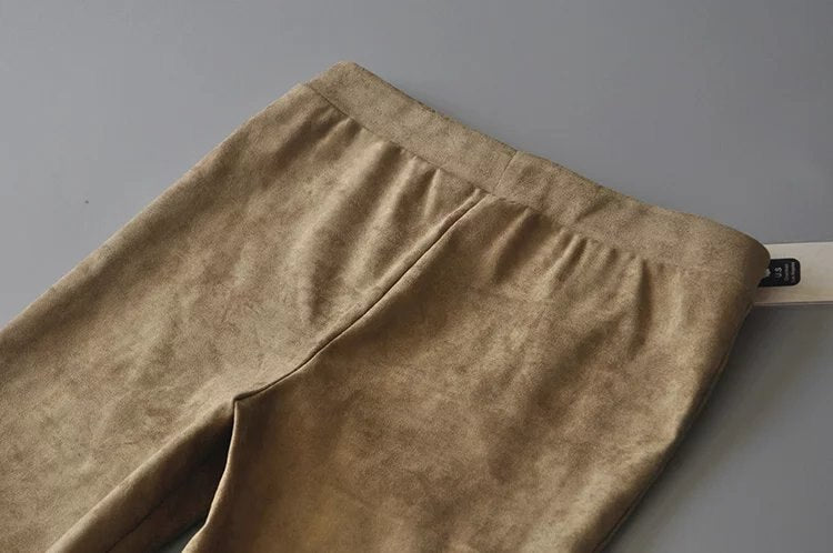 Autumn Suede Leggings Solid High Elastics Bodycon Pencil Pants Fashion Casual Medium Waist Trousers | Vimost Shop.