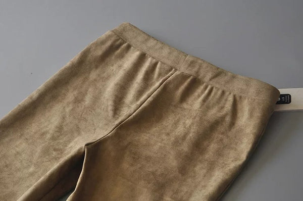Autumn Suede Leggings Solid High Elastics Bodycon Pencil Pants Fashion Casual Medium Waist Trousers | Vimost Shop.
