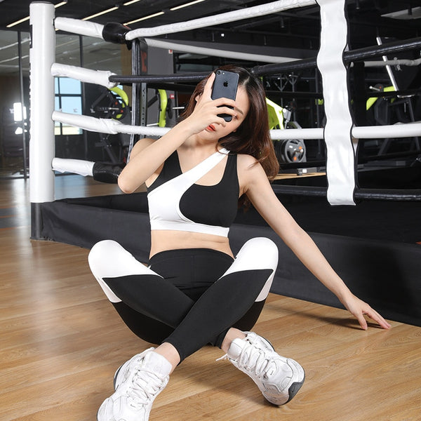 Seamless Sports Gym Bra Crop Top Patchwork Push Up Workout Beauty Back Solid Top Shockproof Training Fitness Running Vest Shirt | Vimost Shop.