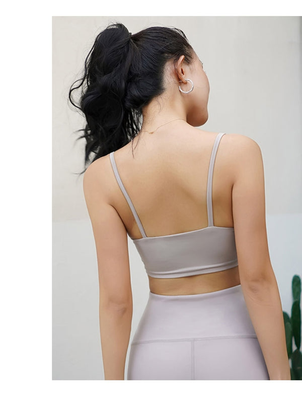 Solid Seamless Yoga Bra Crop Top Shockproof Quick Dry Sports V Neck Vest Fashion Workout Push Up Running Tees High Elasticsity | Vimost Shop.